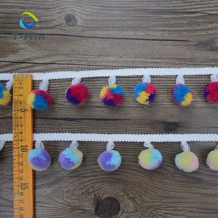 Pompom Fringes Mixed Black Fringe Trim Pom Pom Balls Trims