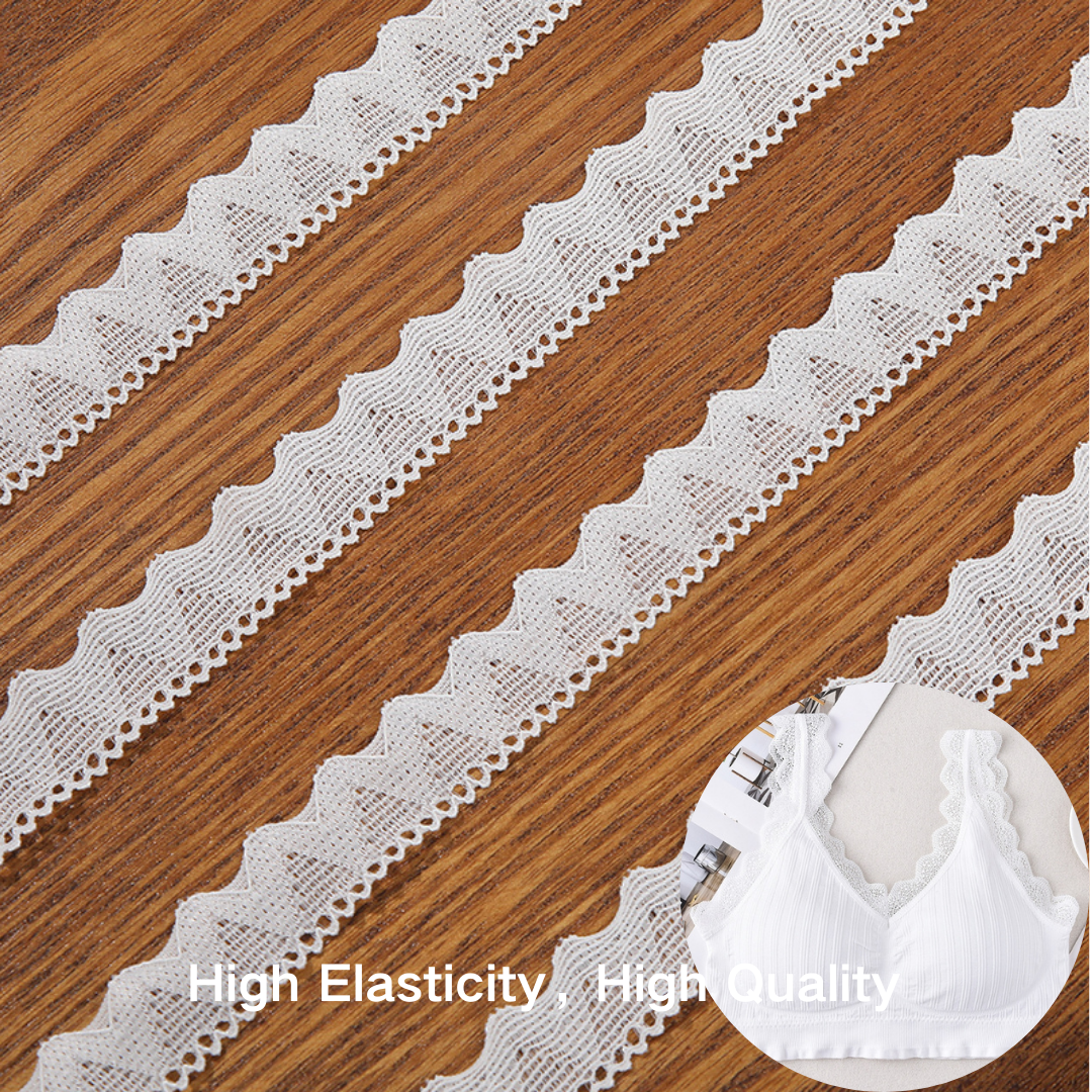 WH80018 Stock Custom High Quality Stretch Lace Trim Embroidery Chain Lace Trim For Sexy Lingerie Accessories
