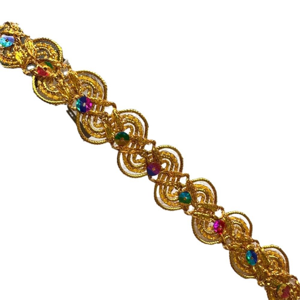 August 2cm Golden And Silver Metallic Yarn Wave Shape Gold silver Lace Trim Russia Chile Colombia Market