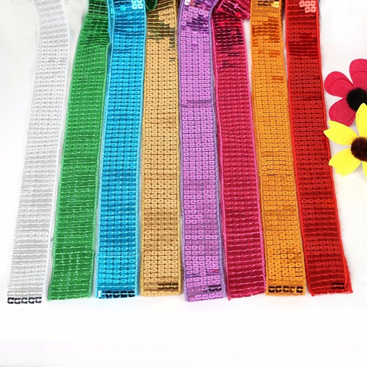 Wholesale 2.5cm Garment Accessories Ribbon Tape 5 Raw Sequins Lace Trim