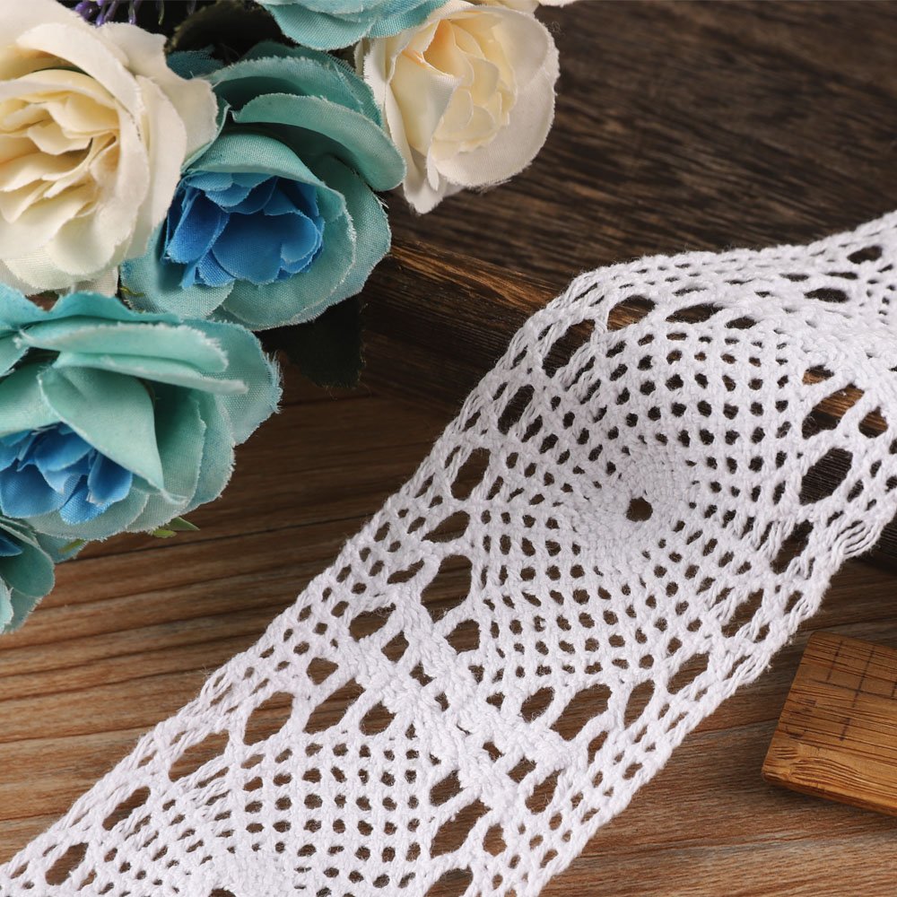 Fancy ladies reproducible white 95% cotton 5% polyester lace border lace trim for clothing