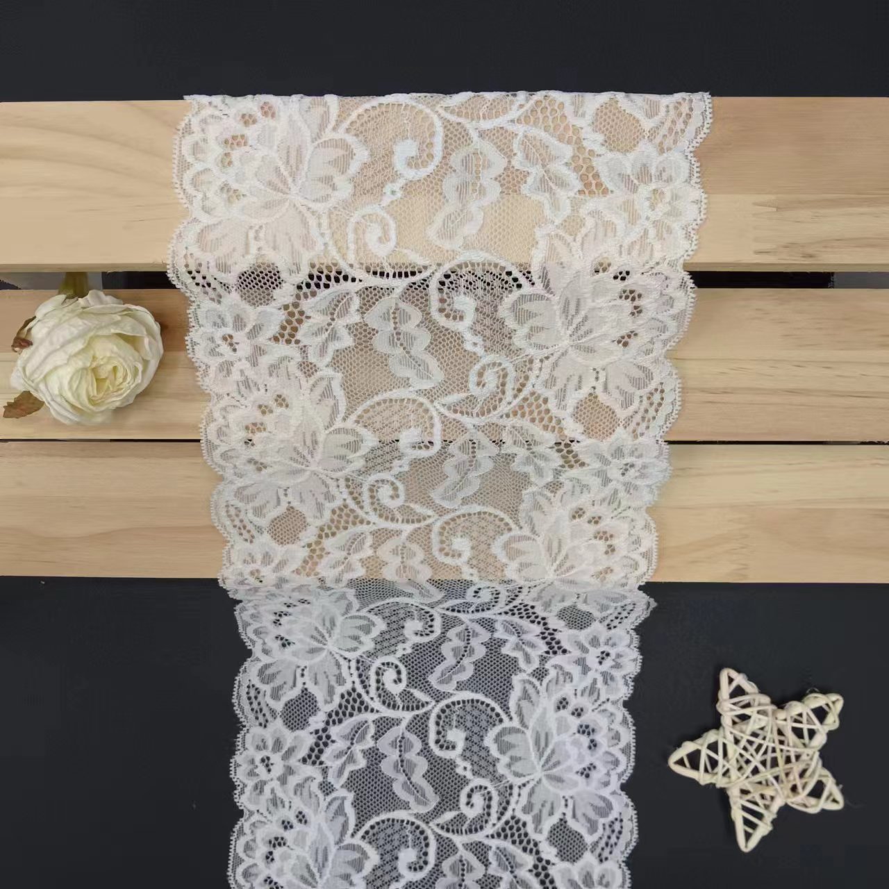 2024 New White Voile Nylon Spandex Lace Fabrics Women's Bra Material Underwear Roll Knitted Elastic Laces Lace Trim
