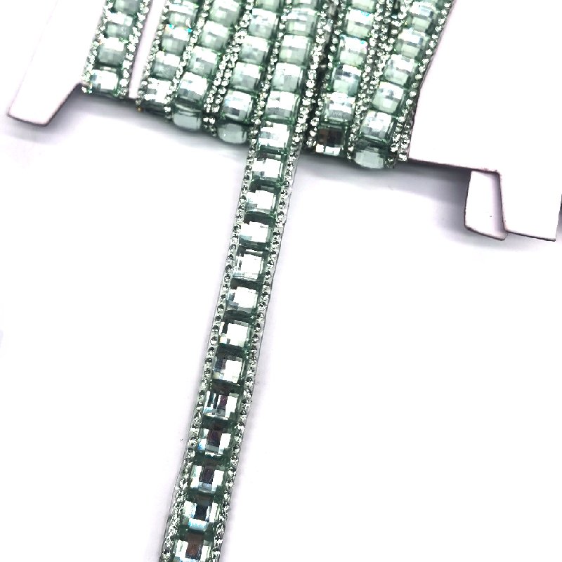 Wholesale Custom Bling Crystal Diamond Trim Silver Hot Fix Rhinestone Trim Tape