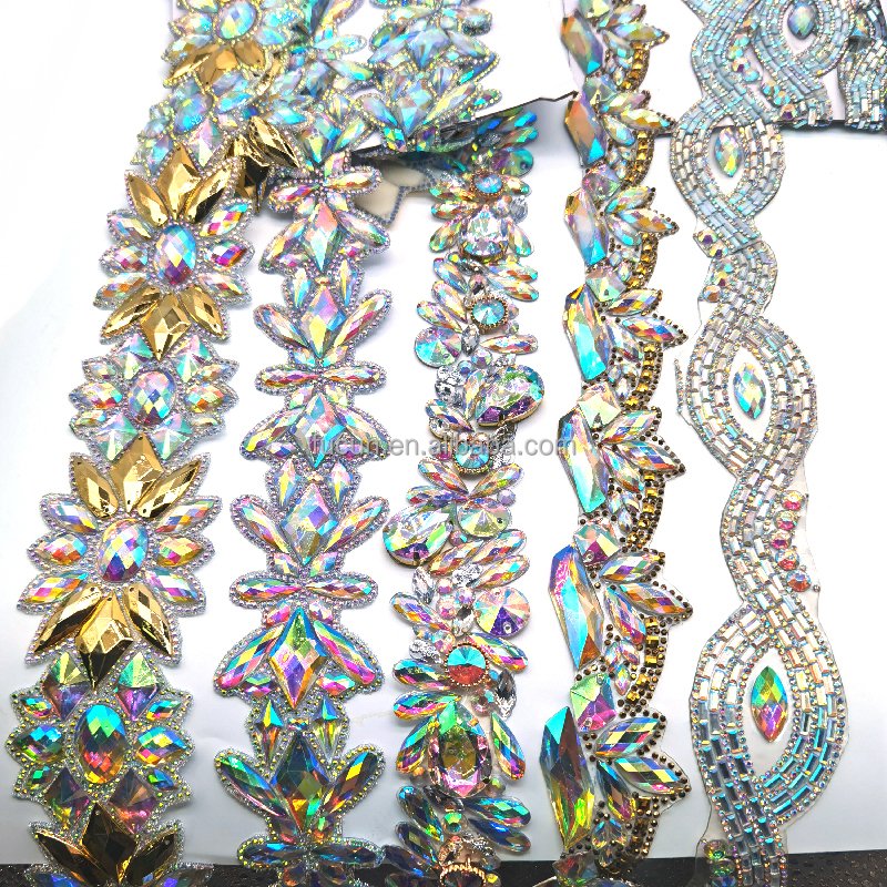 Wholesale Custom Bling Crystal Diamond Trim Silver Hot Fix Rhinestone Trim Tape