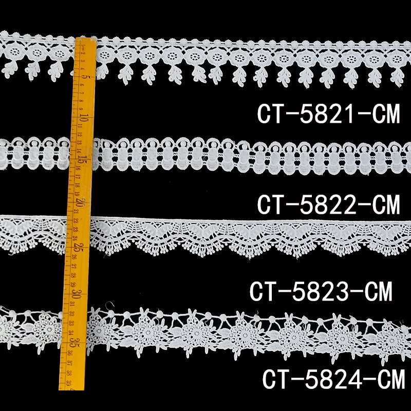 Garment Lace Manufacturer Bulk Alencon White Embroidered Mesh Flower Border Lace Trim Haberdashery