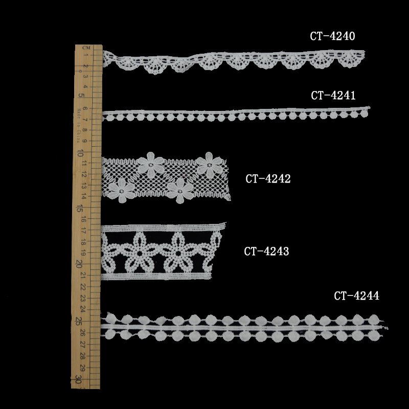 Garment Lace Manufacturer Bulk Alencon White Embroidered Mesh Flower Border Lace Trim Haberdashery
