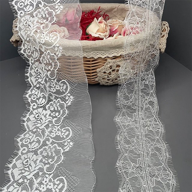 TUTON Costom Guipure Bridal Width French Eyelash Lace Trim Wholesale for Lingerie Dress Narrow Stretch Lace Spandex / Nylon DTM