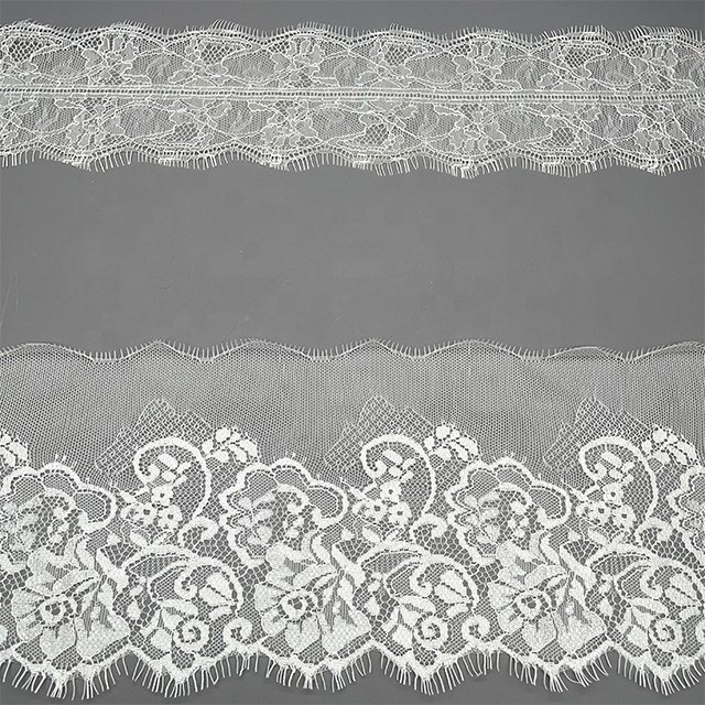 TUTON Costom Guipure Bridal Width French Eyelash Lace Trim Wholesale for Lingerie Dress Narrow Stretch Lace Spandex / Nylon DTM