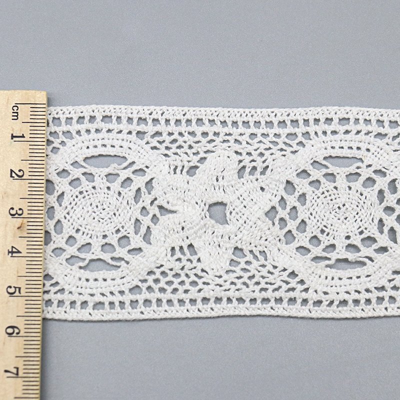 High-grade 100% cotton wedding dress lace trim vintage white crochet lace trim for craft decoration