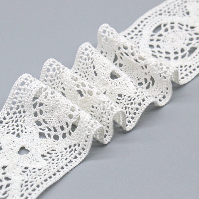 High-grade 100% cotton wedding dress lace trim vintage white crochet lace trim for craft decoration
