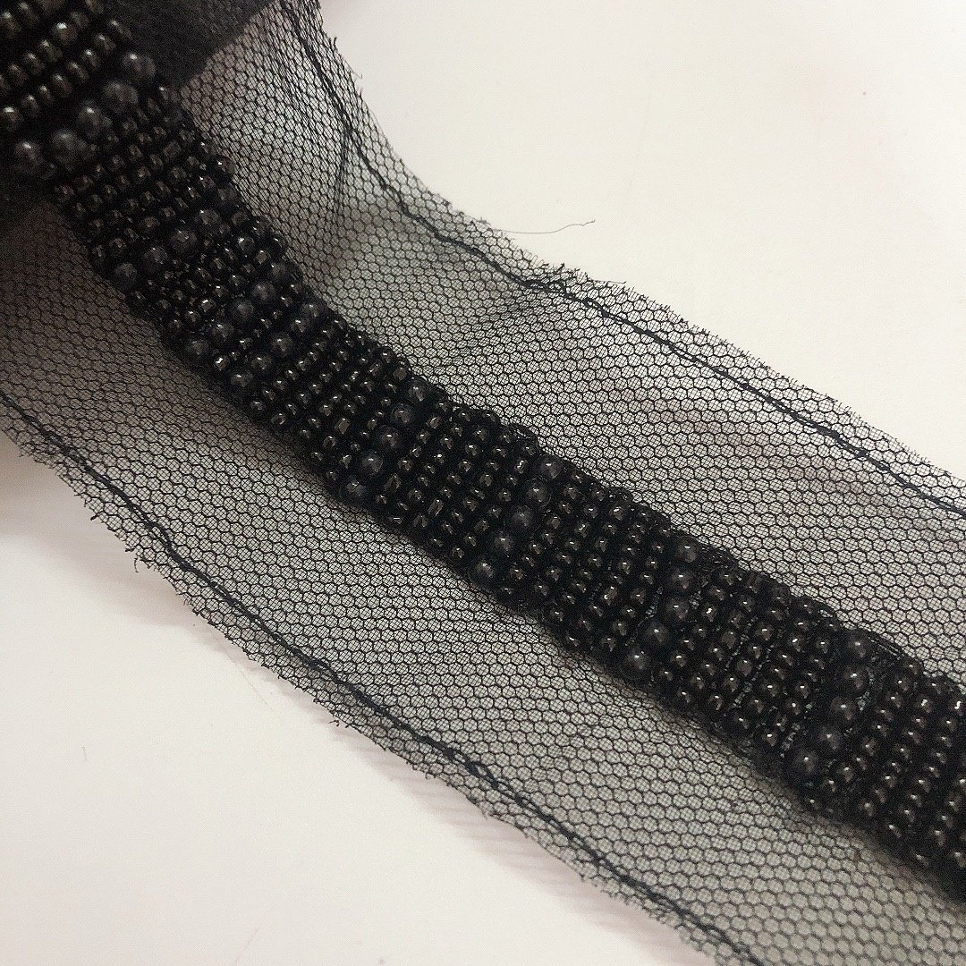 Fashionable embroidered beaded mesh lace trim clothing DIY accessories LT2483B