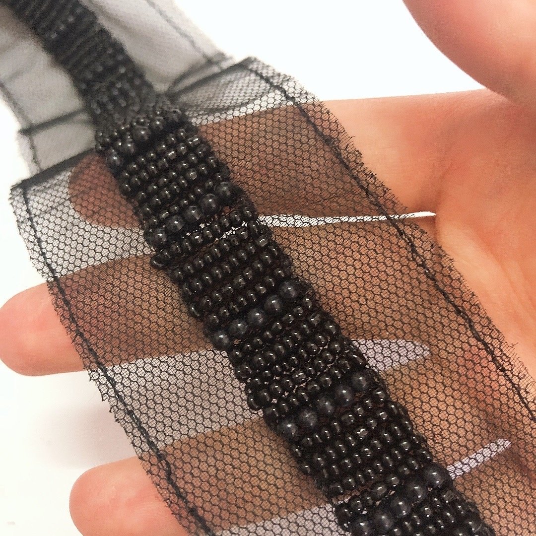 Fashionable embroidered beaded mesh lace trim clothing DIY accessories LT2483B