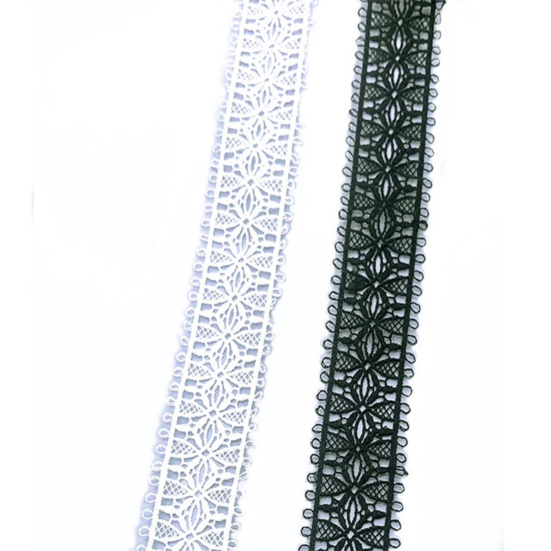 Embroidery white lace trim for dress decoration