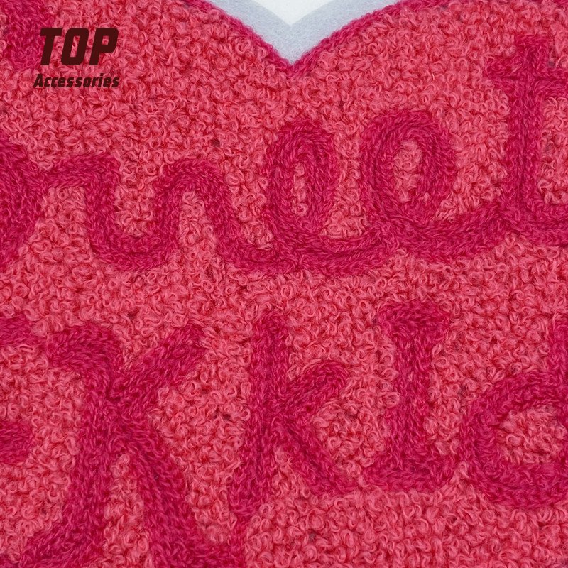 Patches Embroidery Embroidered Fabric Cotton PVC Chenille Sequins Handmade Logo Factory Wholesale Pink OEM Service Accepted