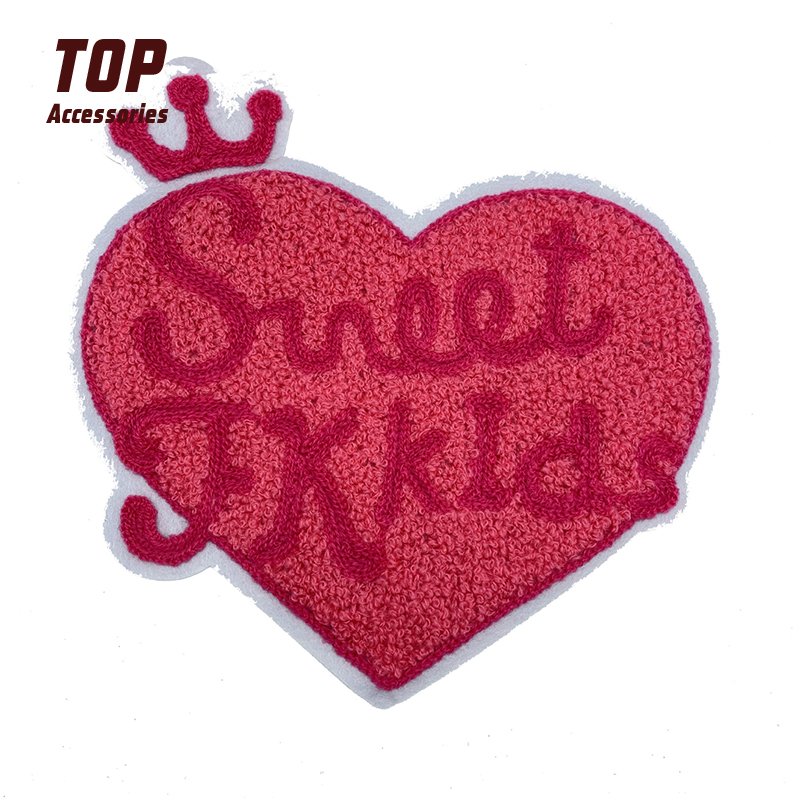 Patches Embroidery Embroidered Fabric Cotton PVC Chenille Sequins Handmade Logo Factory Wholesale Pink OEM Service Accepted