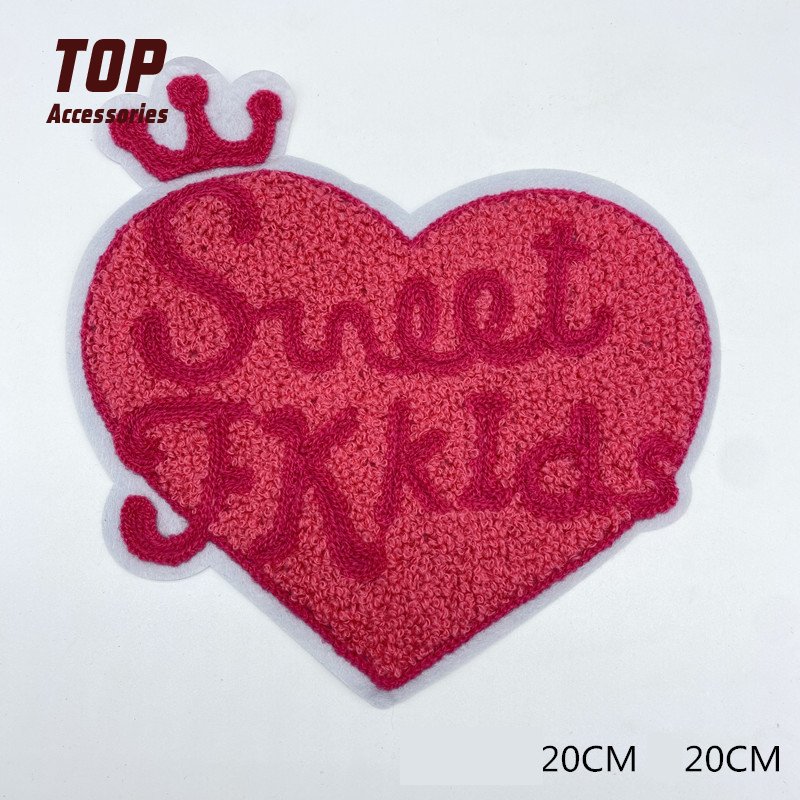 Patches Embroidery Embroidered Fabric Cotton PVC Chenille Sequins Handmade Logo Factory Wholesale Pink OEM Service Accepted