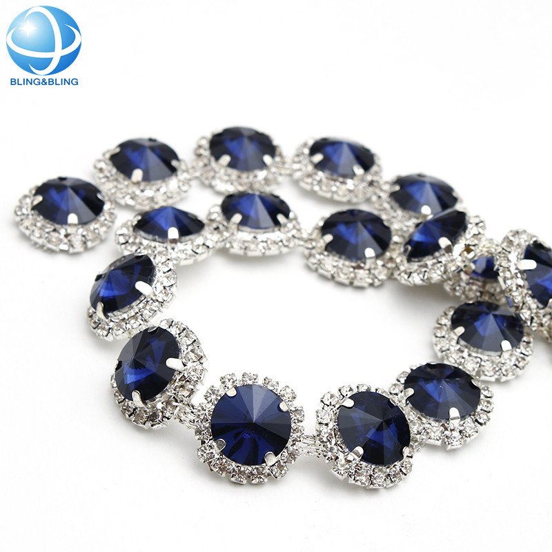 Wedding Garment Shoe Dress Necklace Bag DIY Jewel Making Colorful Round Shape Rhinestone Fringe Tassel Cup Chain Trim Chain