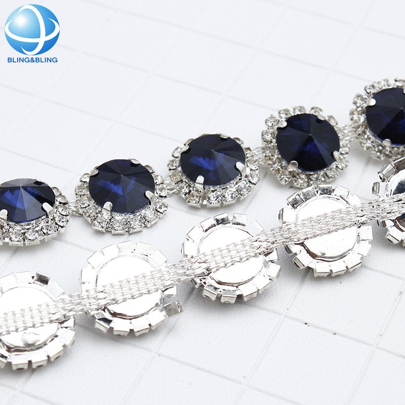 Wedding Garment Shoe Dress Necklace Bag DIY Jewel Making Colorful Round Shape Rhinestone Fringe Tassel Cup Chain Trim Chain
