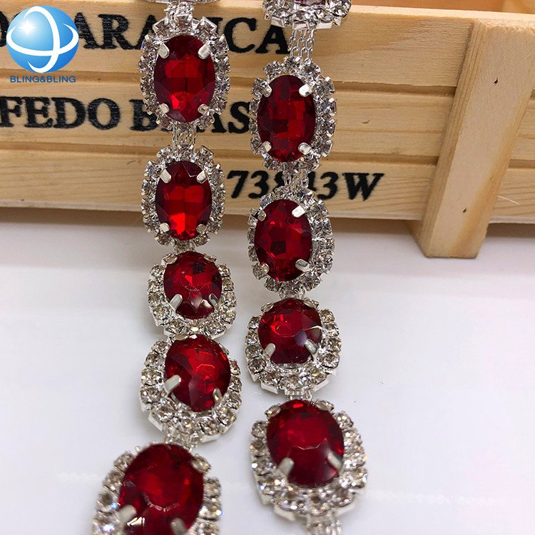 Wedding Garment Shoe Dress Necklace Bag DIY Jewel Making Colorful Round Shape Rhinestone Fringe Tassel Cup Chain Trim Chain