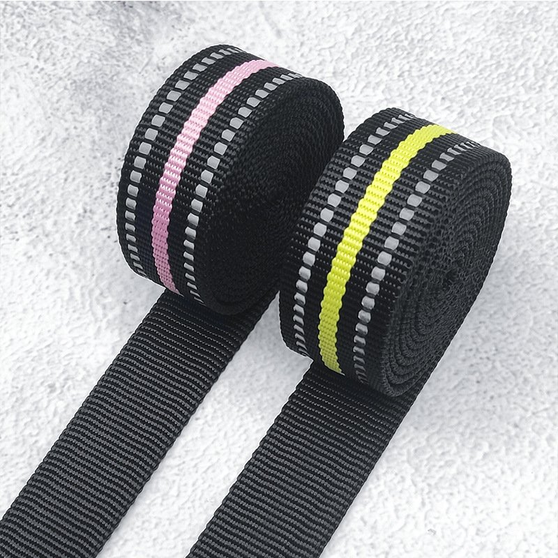 Custom Size Color Bright Hi-Vis Reflective Polyester Nylon Webbing For Garment Accessories Bag Strap Pet Collar