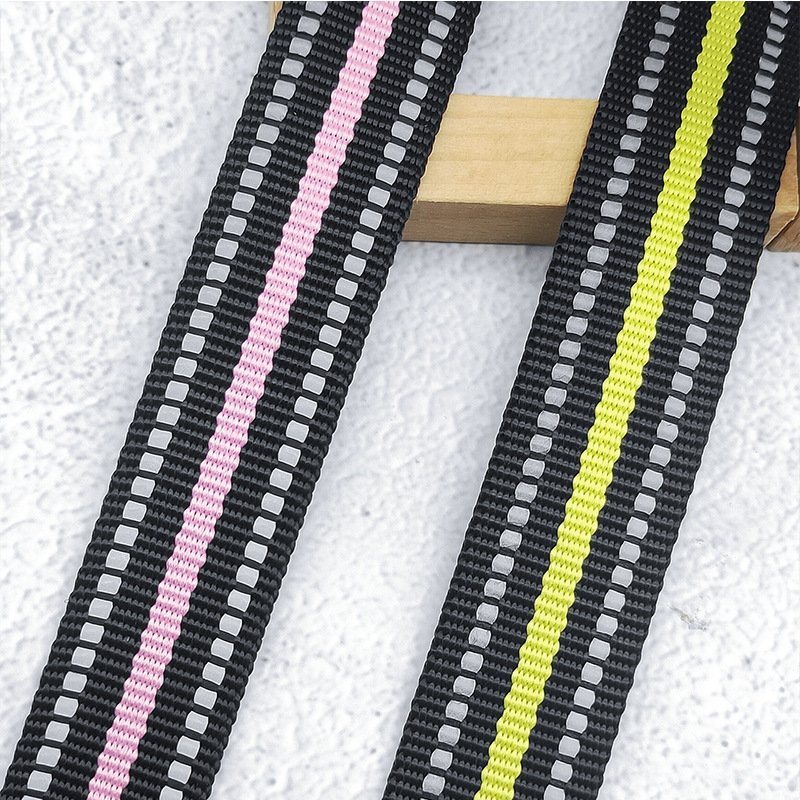 Custom Size Color Bright Hi-Vis Reflective Polyester Nylon Webbing For Garment Accessories Bag Strap Pet Collar