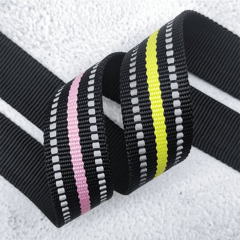 Custom Size Color Bright Hi-Vis Reflective Polyester Nylon Webbing For Garment Accessories Bag Strap Pet Collar