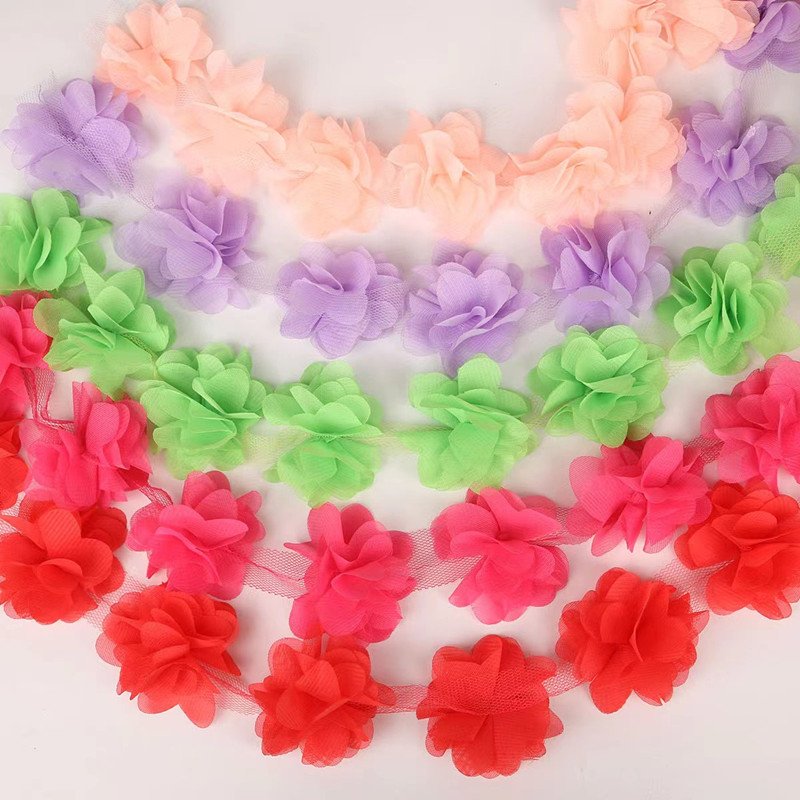 Hot sale 5cm embroidered chiffon handmade lace clothing accessories shoes flower 3D lace trim