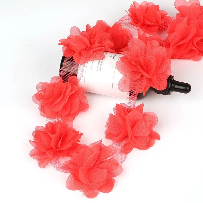 Hot sale 5cm embroidered chiffon handmade lace clothing accessories shoes flower 3D lace trim