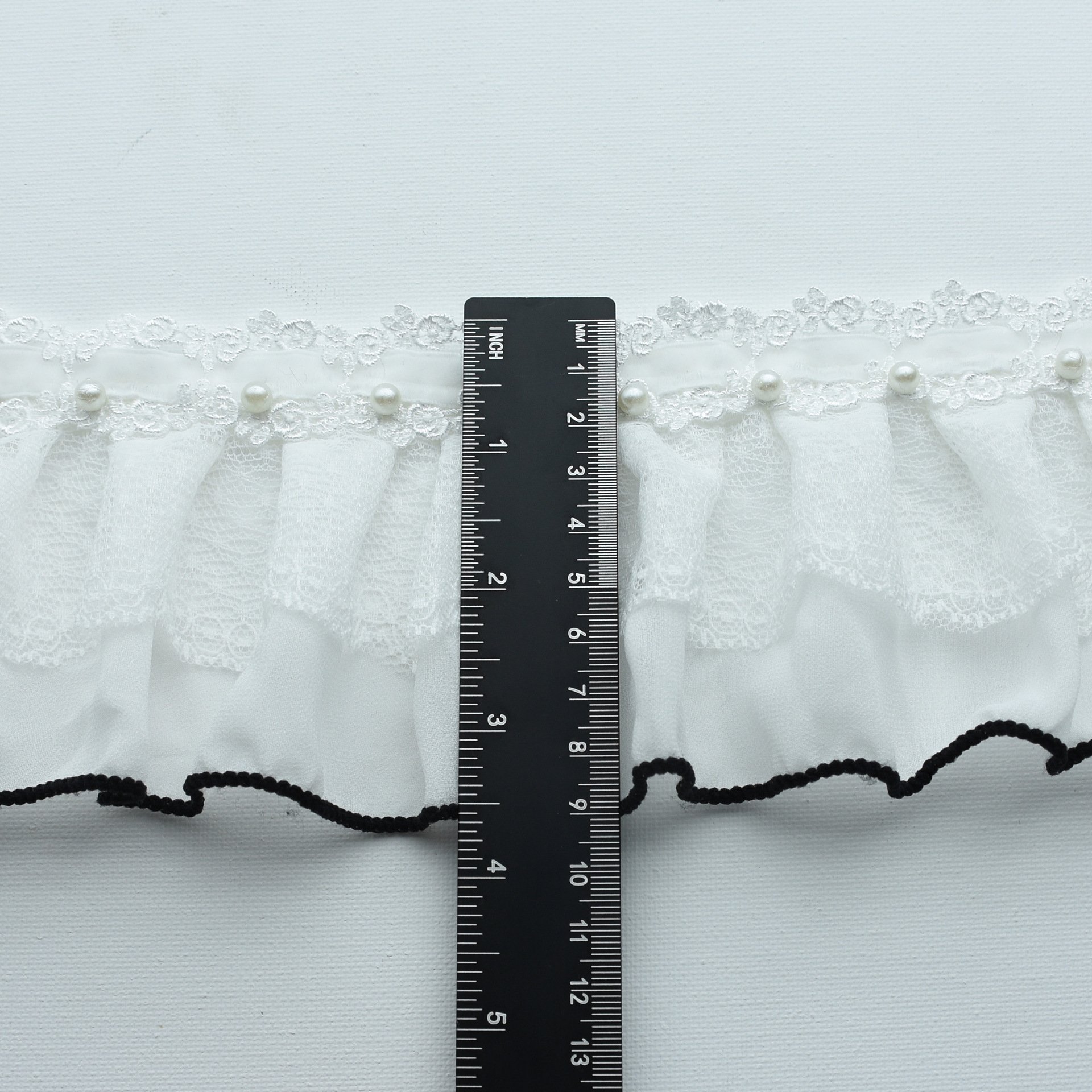 French Curtain Lace 9CM pearl lace vertical edge side wide edge embroidered water soluble patchwork gauze trim