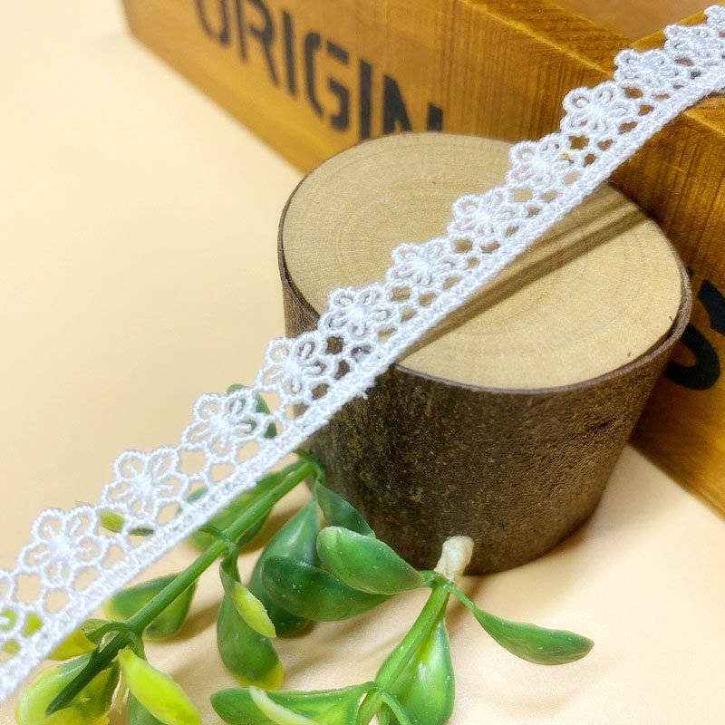 Wholesale White Milk Embroidered Cotton Ladder Border Decorative White Embroidery Lace Trim