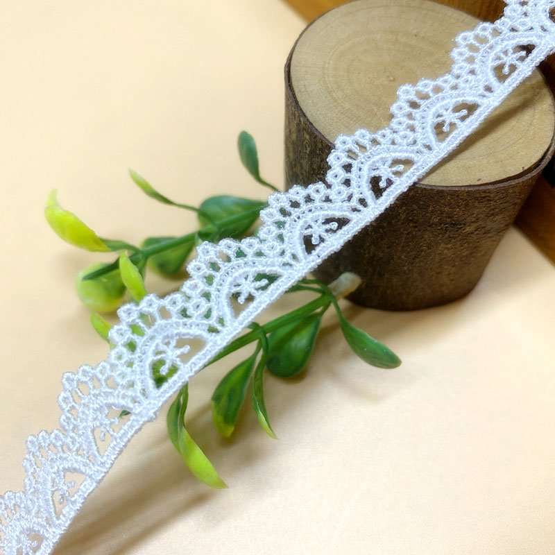 Wholesale White Milk Embroidered Cotton Ladder Border Decorative White Embroidery Lace Trim