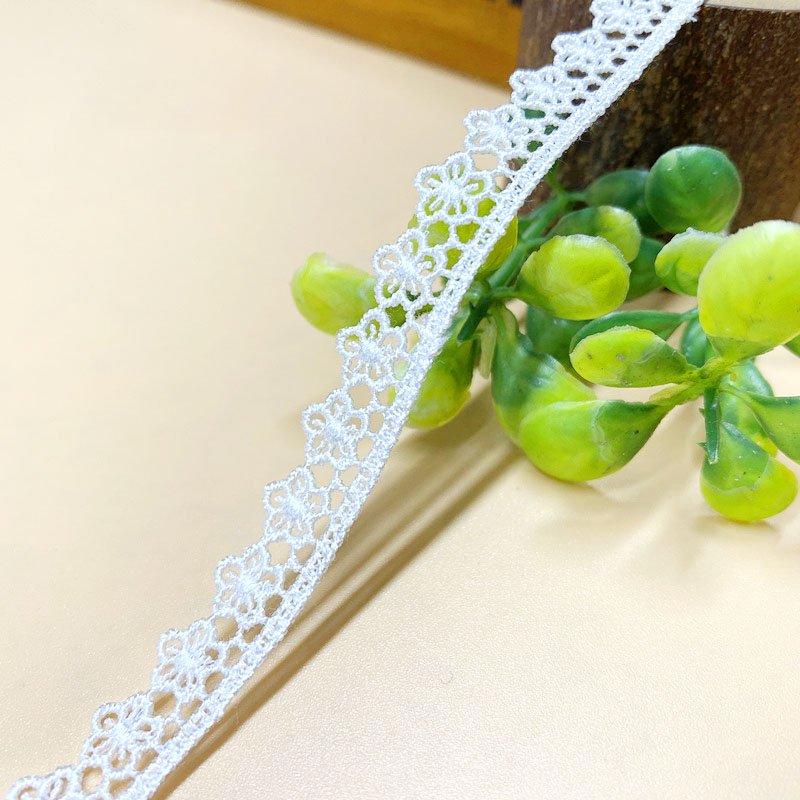 Wholesale White Milk Embroidered Cotton Ladder Border Decorative White Embroidery Lace Trim