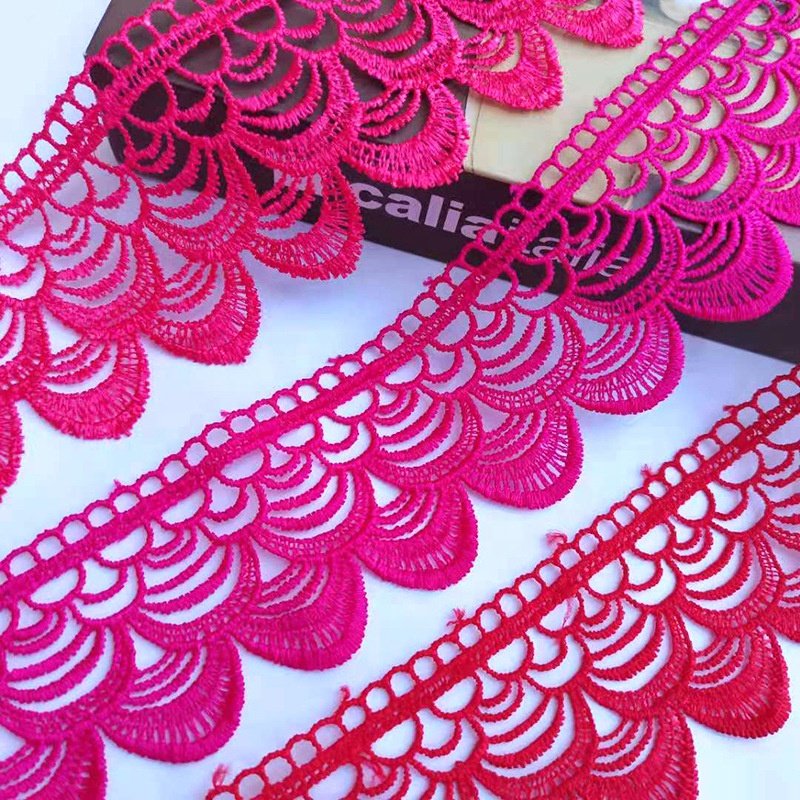 Custom 6 Inch To 14 Inch Guipure Lace 3d Embroidery Lace Fabric Wide Floral Chemical Flower Venice Lace Trim White Black Red