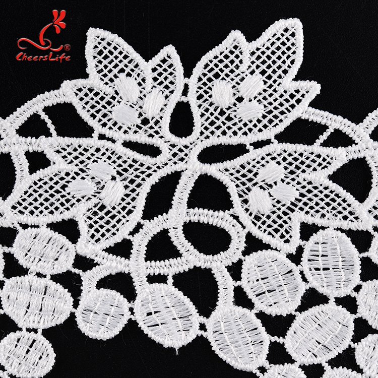 Cheerslife New Arrival Polyester Cord Chemical Hollow Out Guipiure Flower Embroidery White Lace Trim Trimming Border