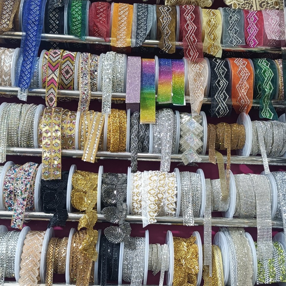 affninty factory supply luxury guipure lace trim beaded embroidery lace trim gold lace trim