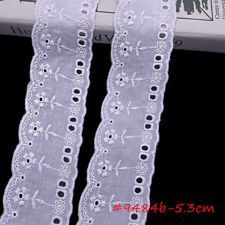 Wholesale Fashion Dog clothing 100% embroidery cotton trim lace white eyelet lace fabric