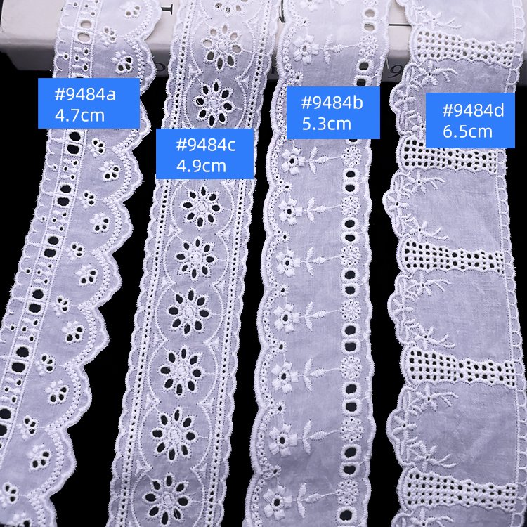 Wholesale Fashion Dog clothing 100% embroidery cotton trim lace white eyelet lace fabric