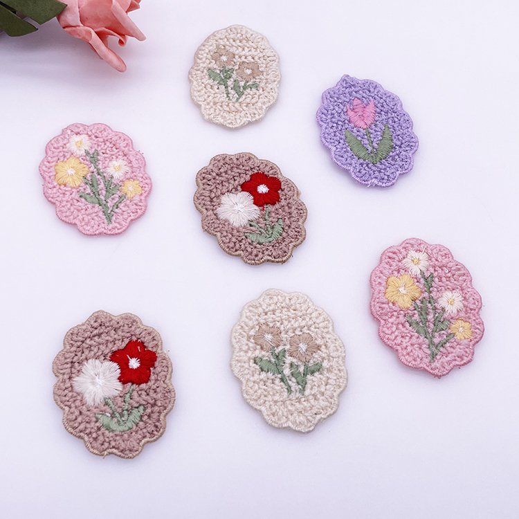 DIY bag Patch and Pet Clothing Decoration Oval Flower Patch Polyester Patch Lace Crochet Trim Applique