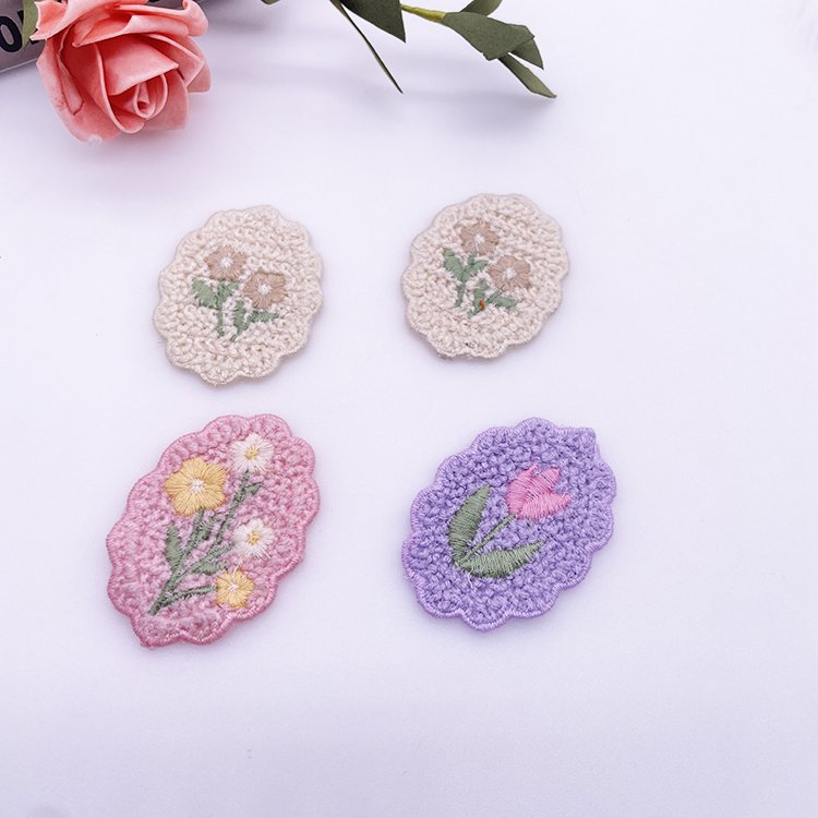 DIY bag Patch and Pet Clothing Decoration Oval Flower Patch Polyester Patch Lace Crochet Trim Applique