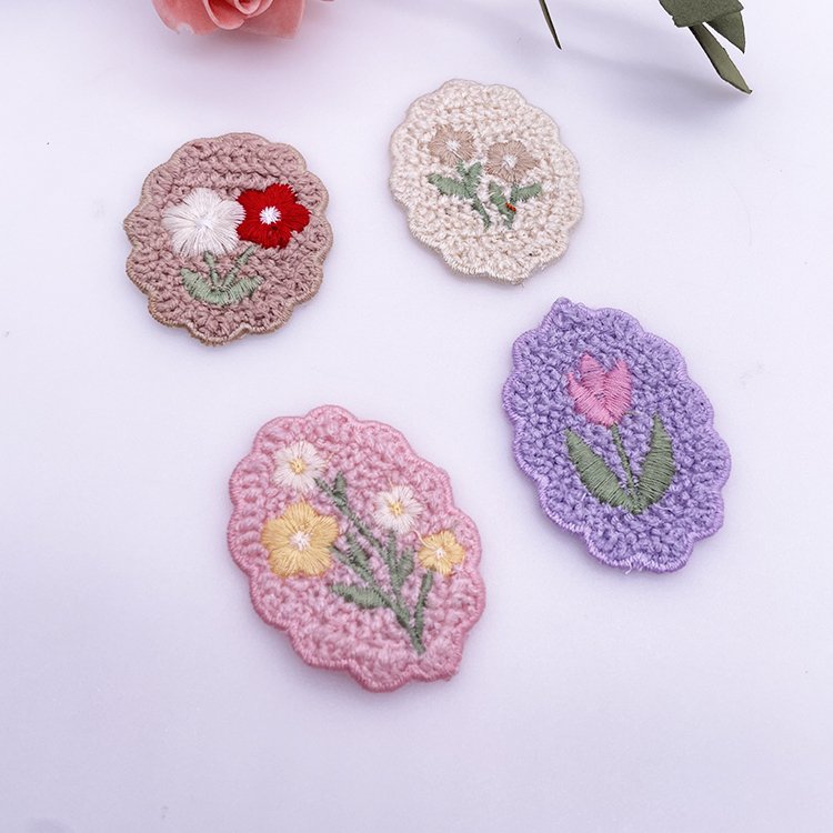 DIY bag Patch and Pet Clothing Decoration Oval Flower Patch Polyester Patch Lace Crochet Trim Applique