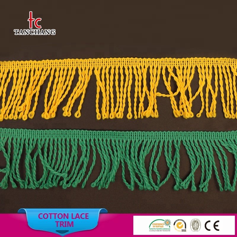 Guangzhou factory supply fashion tassel fringe lace cotton crochet lace trim for home textile MXHB323