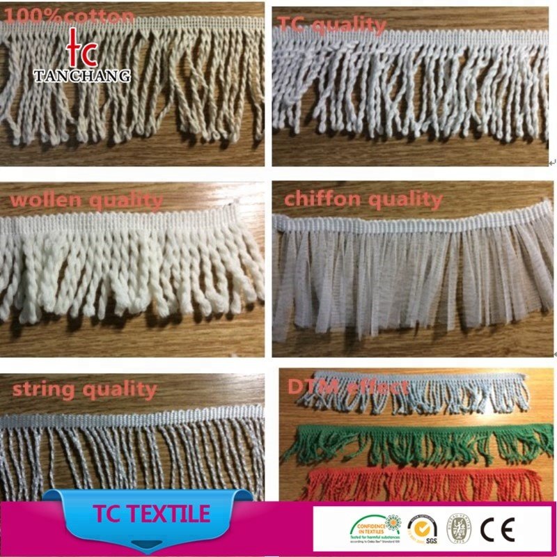Guangzhou factory supply fashion tassel fringe lace cotton crochet lace trim for home textile MXHB323