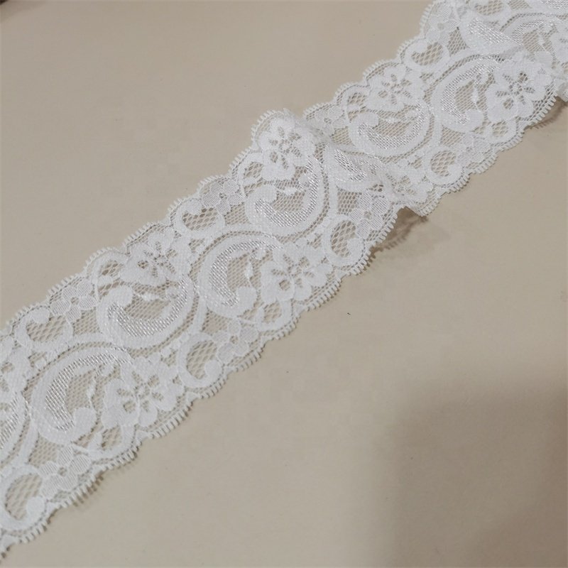 ZJ033 White 5.5cm Spandex Lace Trim Chinlon 90% Spandex 10% Stretch Soft Trim Ribbon Sexy Lingerie Accessories Trim Elastic Lace