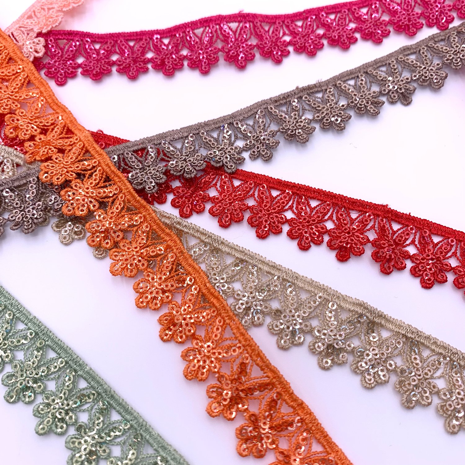 New Design Colors Shiny Sequence Lace High Quality Polyester Embroidery Sequin Lace Trim