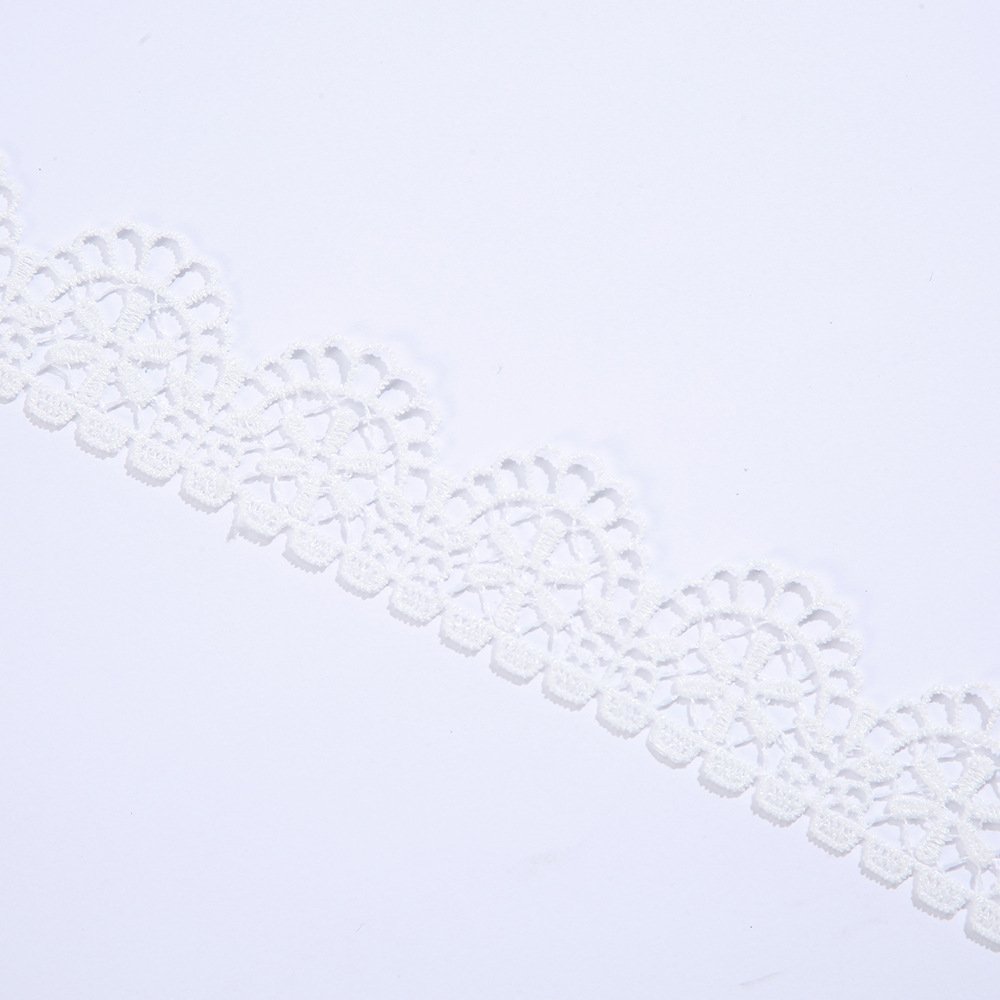 White Milk Silk Water-Soluble Lace 100% Polyester Hollow Embroidered lace Trimming For Women's Casual Skirt Wedding Dress