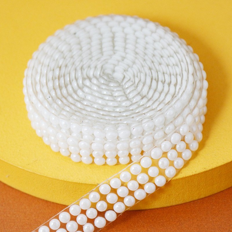 Wholesale rhinestone beaded pearl lace trim iron on for dresses