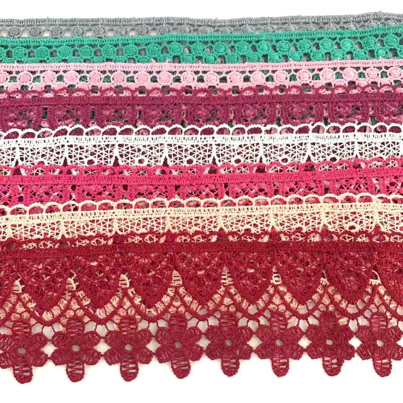 Wholesale lace polyester embroidery lace multicolor lace trim