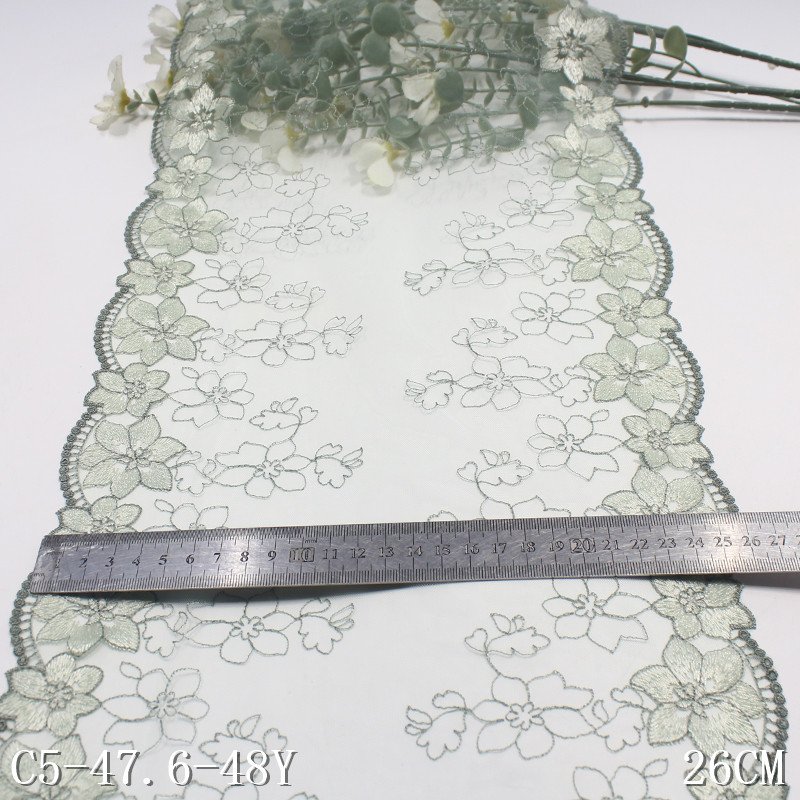 new style light green Mesh lingerie Accessories Lace Women's Home Clothing design Fabric 26cm floral Embroidery lace trim