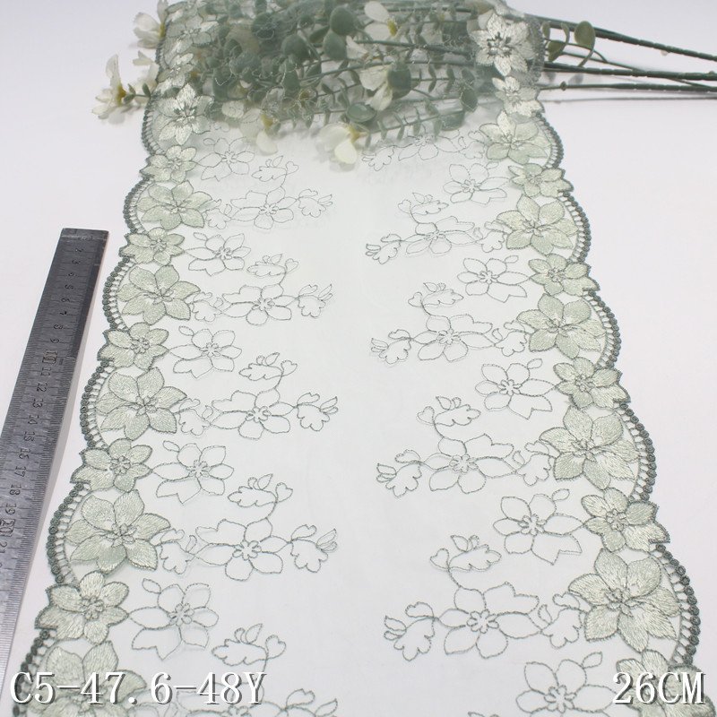new style light green Mesh lingerie Accessories Lace Women's Home Clothing design Fabric 26cm floral Embroidery lace trim