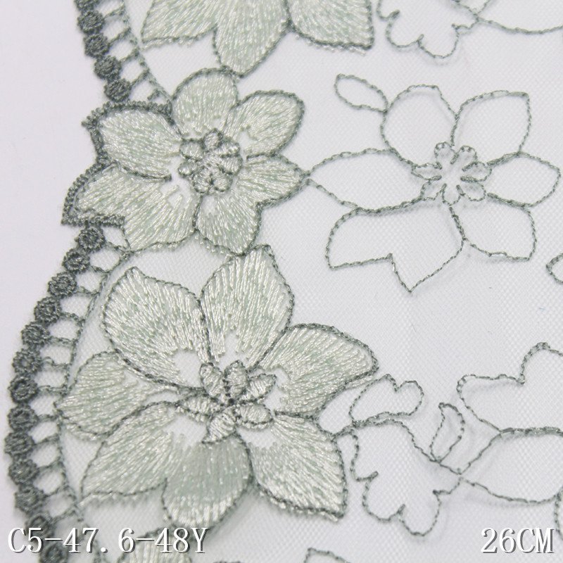 new style light green Mesh lingerie Accessories Lace Women's Home Clothing design Fabric 26cm floral Embroidery lace trim